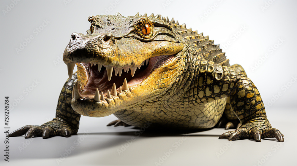Fototapeta premium Wildlife crocodile isolated on white background