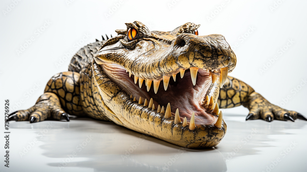 Fototapeta premium Wildlife crocodile isolated on white background