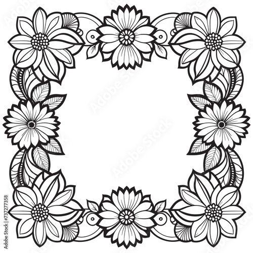 Luxury floral outline drawing coloring book pages line art sketch © Shapla