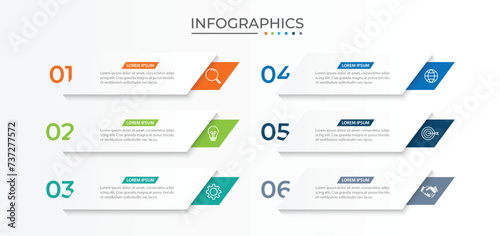 Timeline infographic design element and number options. Business concept with 6 steps. photo