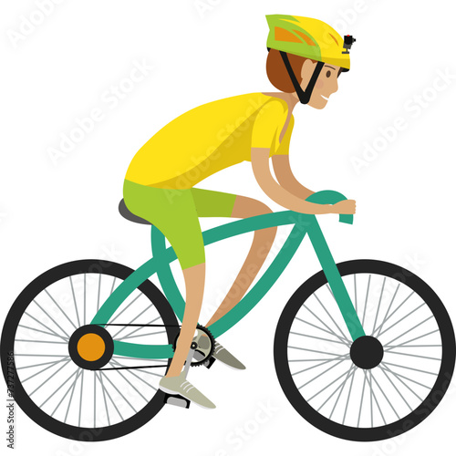 Sportsman riding bicycle vector icon isolated on white