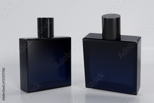 Blue perfume bottle side view
