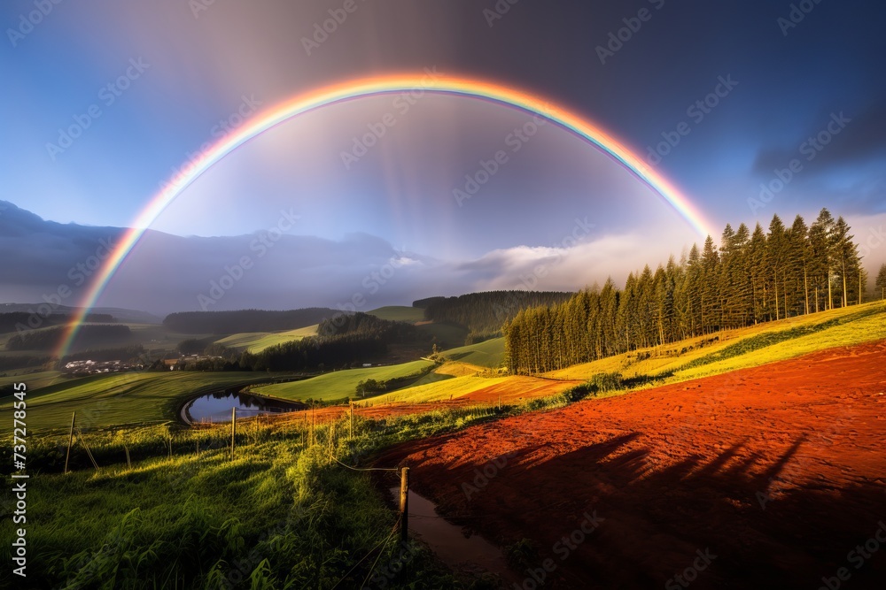 Obraz premium Double rainbow after a refreshing rain