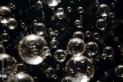 Macro de bolhas efervescentes com reflexos de luz