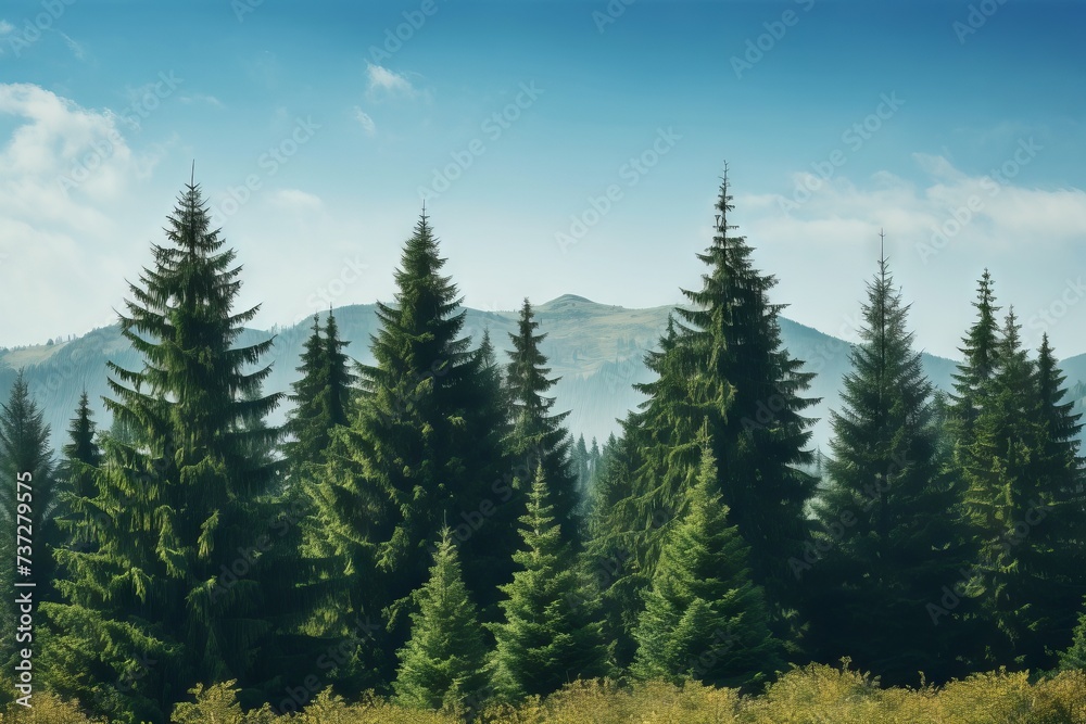 Majestic evergreen trees against a clear sky