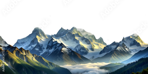 snowy mountain landscape and mountain peaks in the highland alps transparent background photo