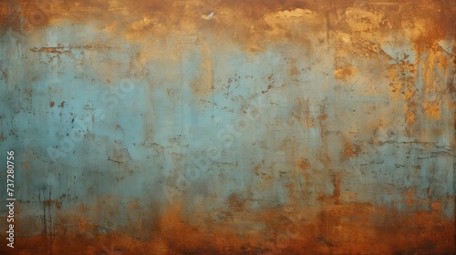 Blue and copper abstract painting