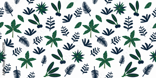 Vector seamless floral background. leaf pattern Seamless pattern hand-drawn with tropical leaves. Background for printing on environmental topics.