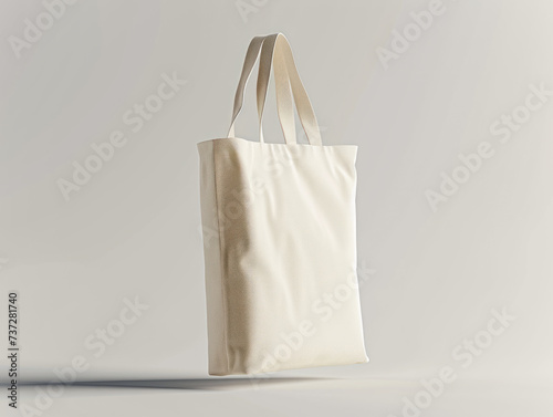 A blank tote bag with a light background, suitable for a mockup presentation with copy space. Ai generative