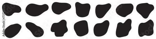 Random abstract liquid organic black irregular blotch shapes flat style design fluid vector illustration set banner simple shape template for presentation design,  isolated on white background. vector photo