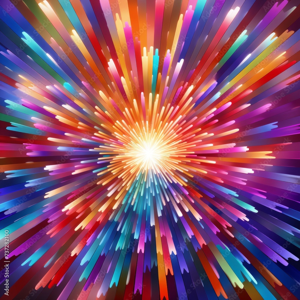 A multi-color abstract background image with a bright center and rays of light extending outward A multi-color abstract background image with a bright center and rays of light extending outward