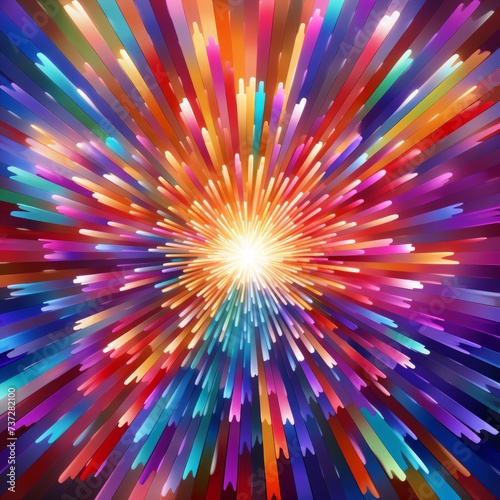 A multi-color abstract background image with a bright center and rays of light extending outward