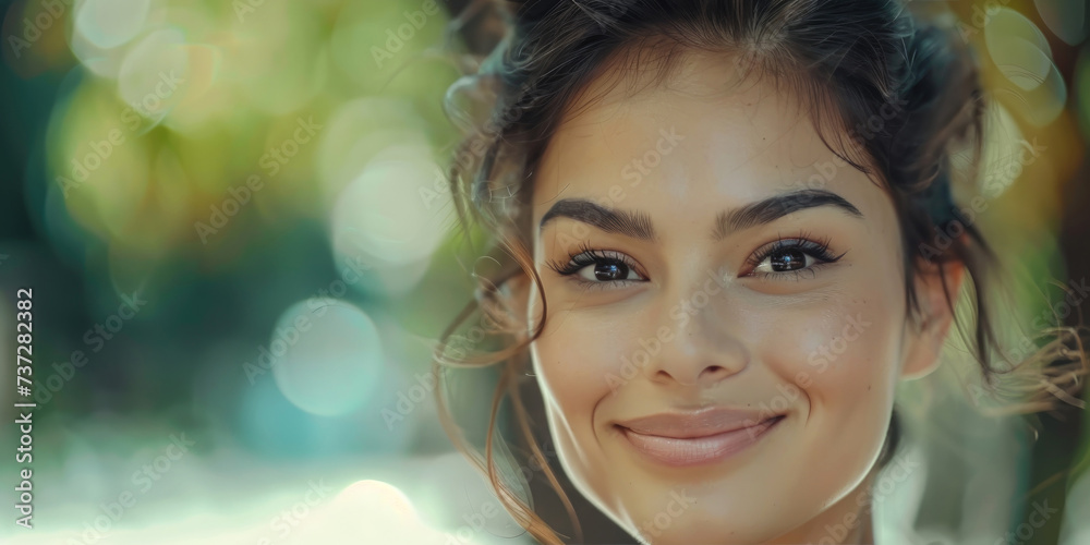 A beautiful smiling woman, looking aesthetic at the camera A beautiful smiling woman, looking aesthetic at the camera