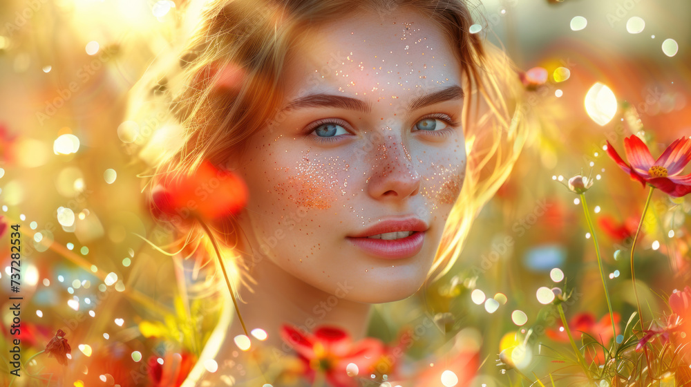 Portrait of Young Woman Amongst Wildflowers Portrait of Young Woman Amongst Wildflowers