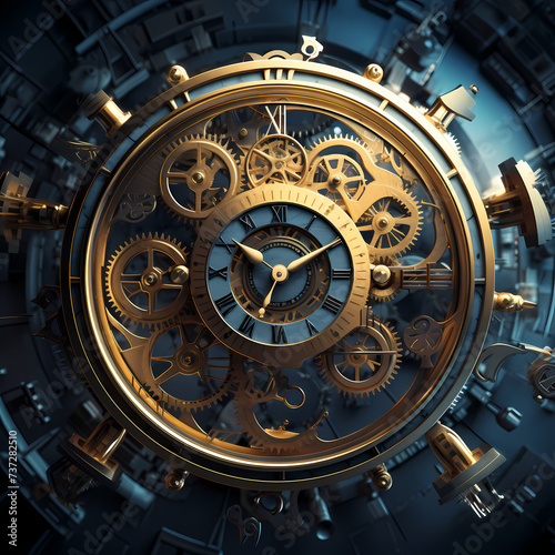 Abstract concept of time with clock gears. 
