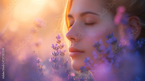 Portrait of Young Woman Amongst Wildflowers