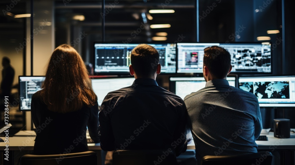 A group of IT specialists working together on a new project A group of IT specialists working together on a new project