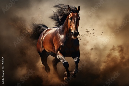 Thoroughbred horse galloping with pure power