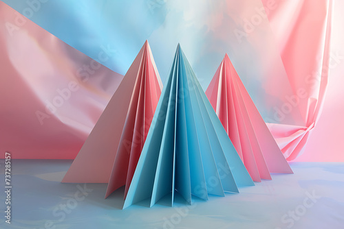 a paper triangle viewed from the side in the style of