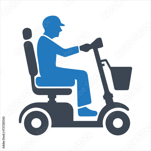 Mobility scooter icon. Fast shipping delivery truck icon