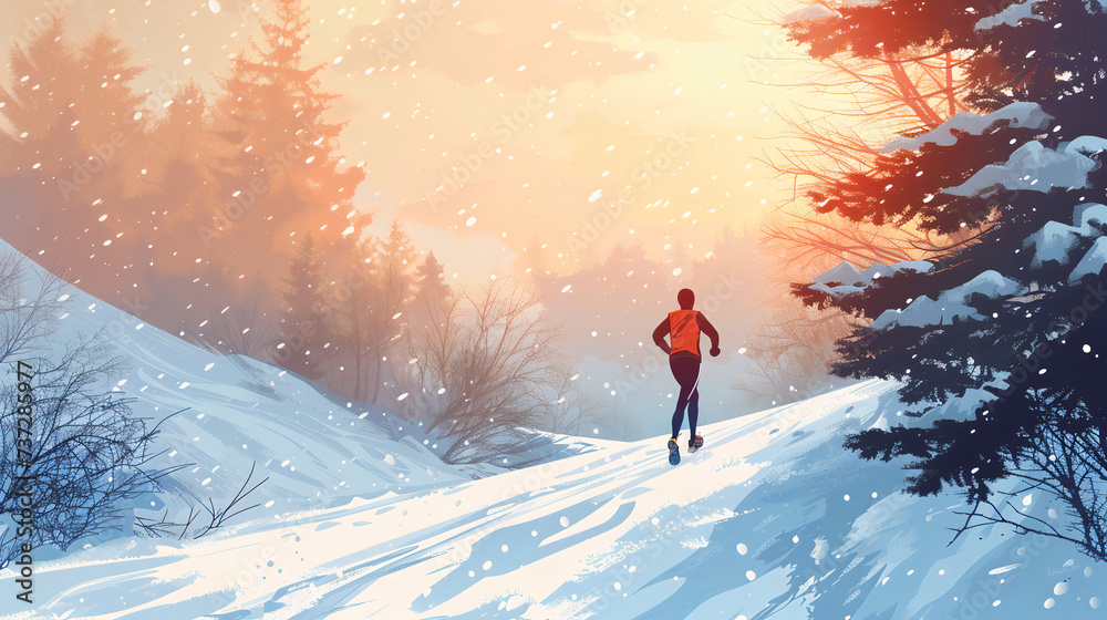 trail runner on snow trail runner on snow