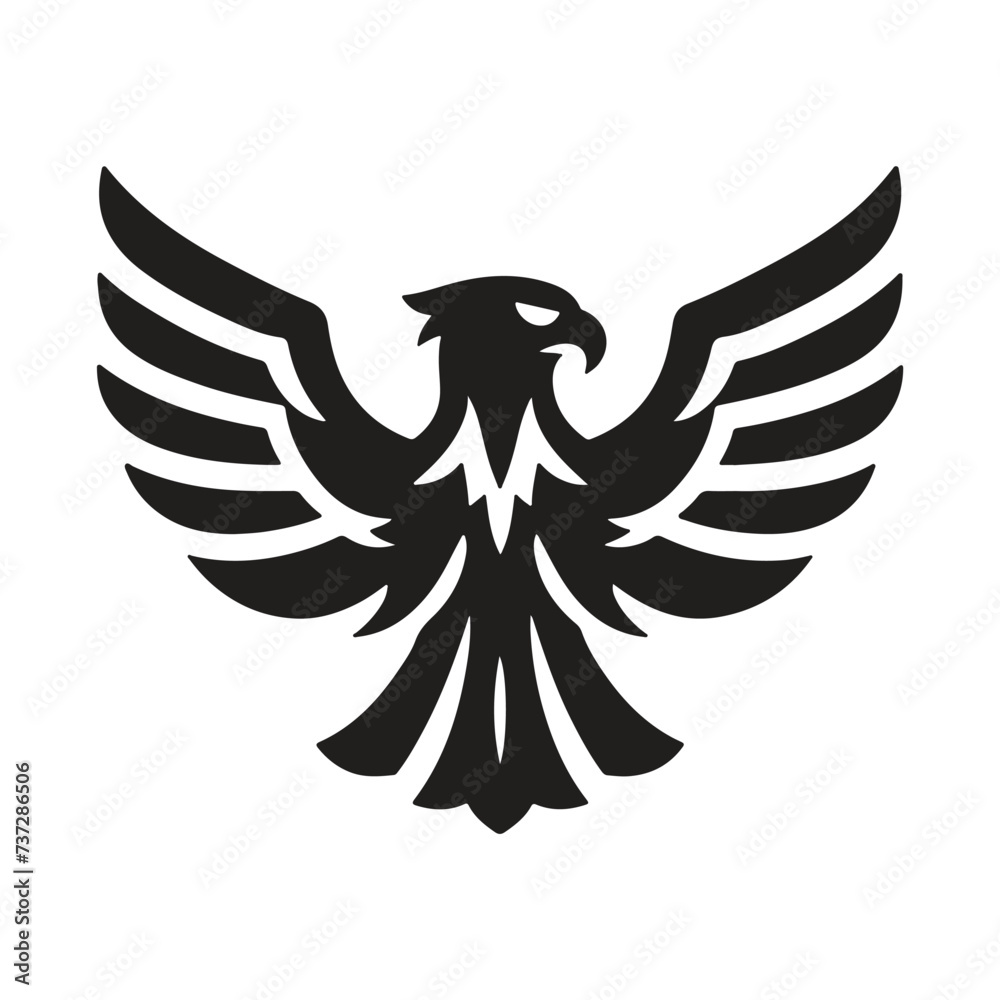 Fototapeta premium Eagle Fly. Eagle silhouette. eagle mascot spread the wings. eagle icon illustration isolated vector sign symbol