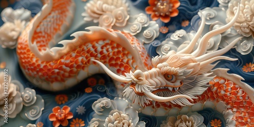 Japanese kimono pattern, close-up view revealing a mesmerizing array of intricate designs.