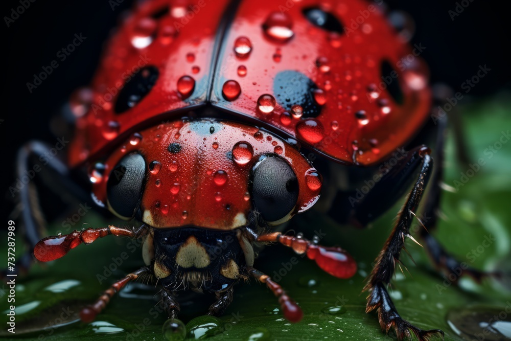 Fototapeta premium A detailed shot of a ladybug's intricate spots