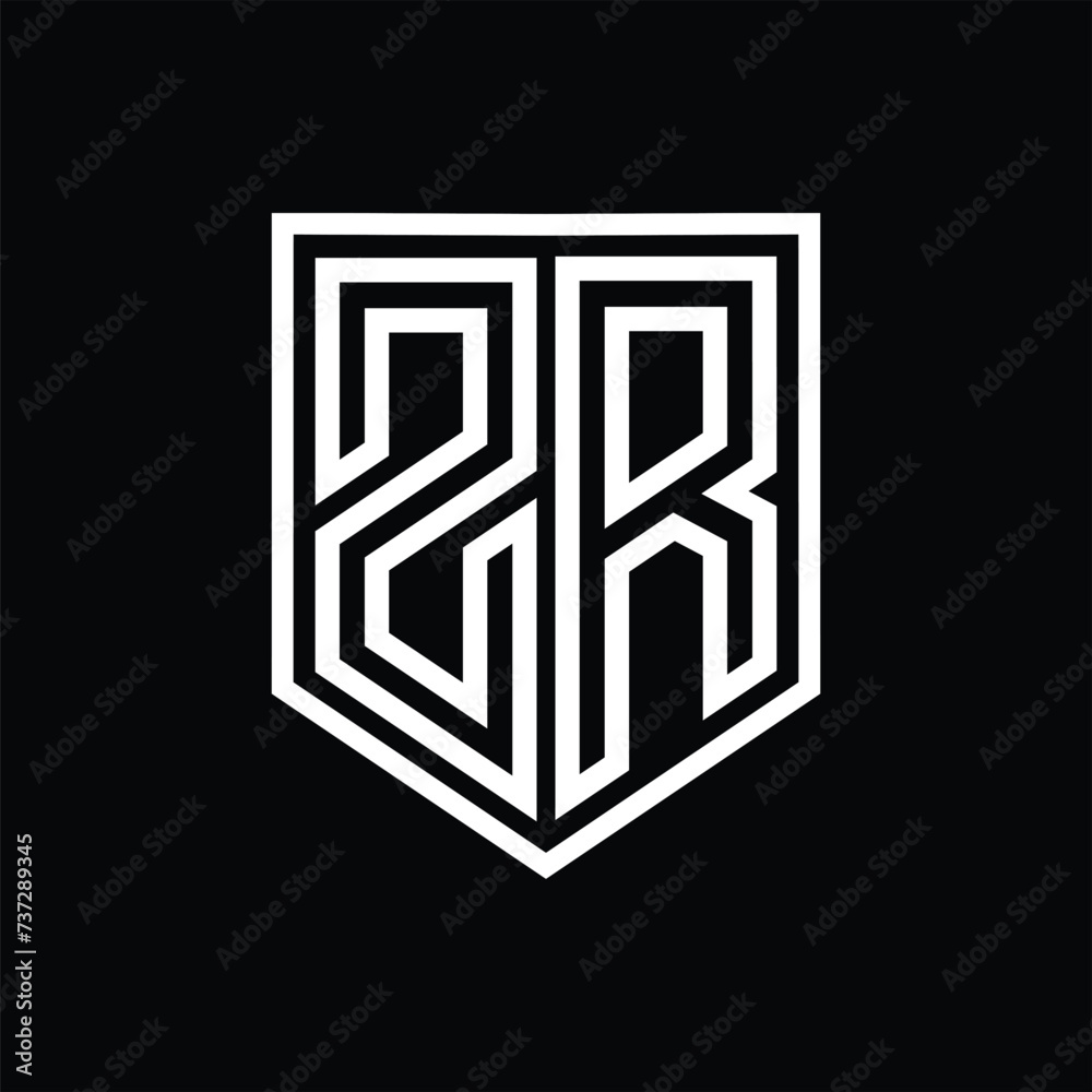 ZR Letter Logo monogram shield geometric line inside shield isolated style design ZR Letter Logo monogram shield geometric line inside shield isolated style design