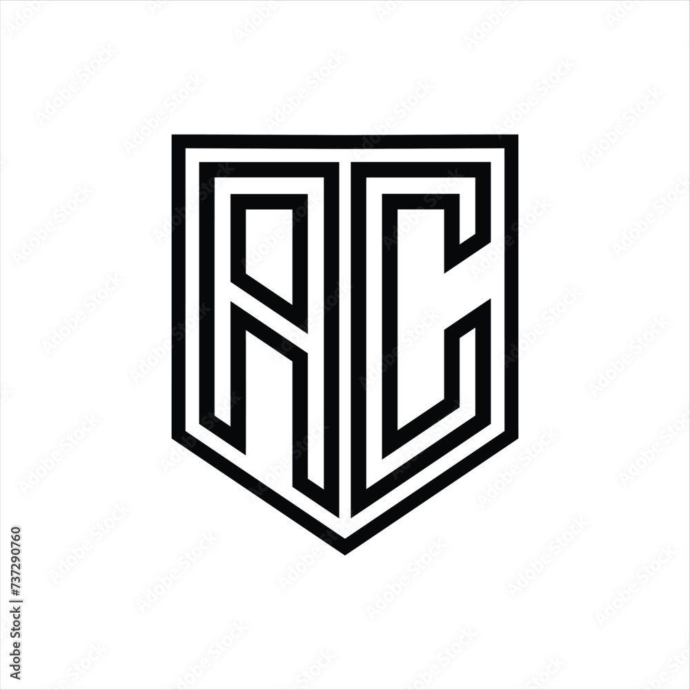 AC Letter Logo monogram shield geometric line inside shield isolated style design AC Letter Logo monogram shield geometric line inside shield isolated style design