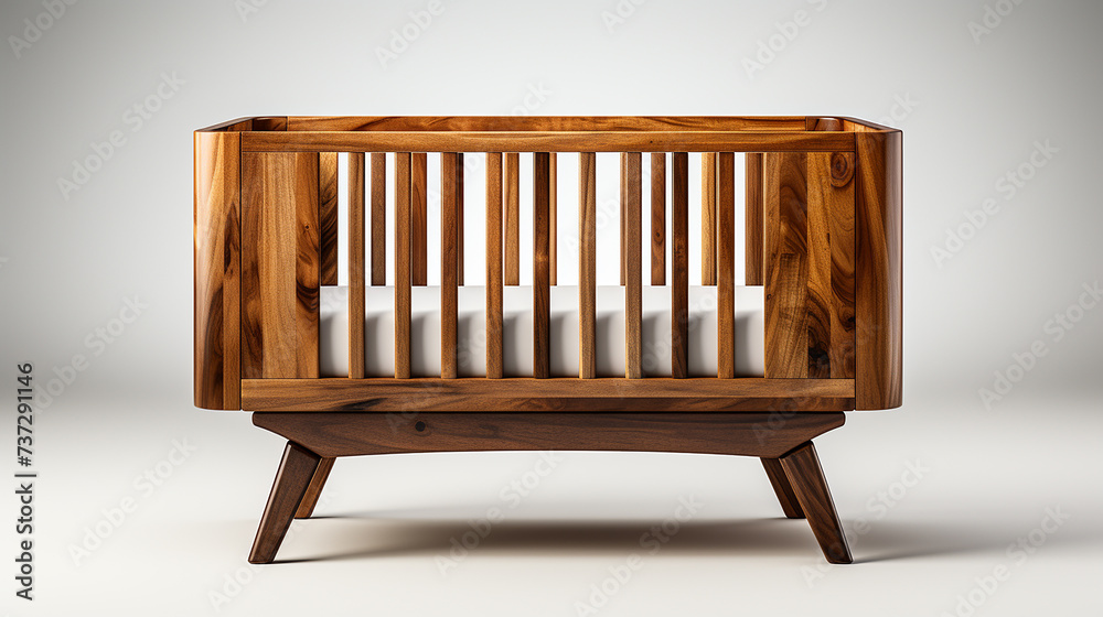 Wooden cot bed isolated on white background Wooden cot bed isolated on white background