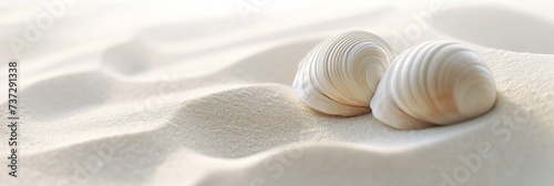 White fine sand and white shells, close up
