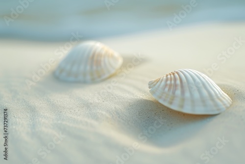 White fine sand and white shells  close up