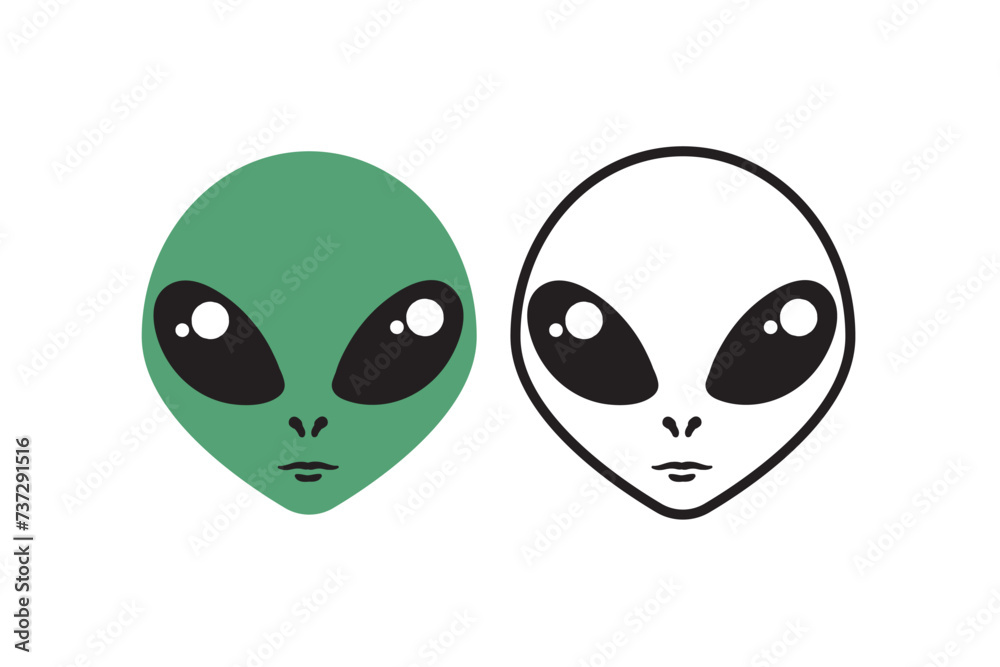 Cute alien, alien head, alien face, martian, sci fi, outer space set ...