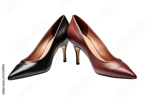 A pair of fashionable black and red high heels for women with a business woman style. Isolated
