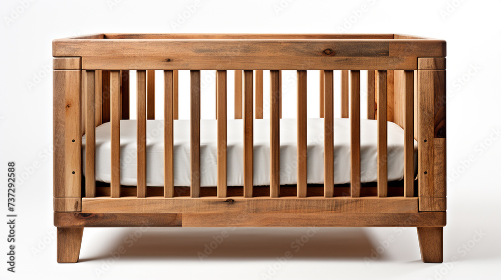 Wooden cot bed isolated on white background Wooden cot bed isolated on white background