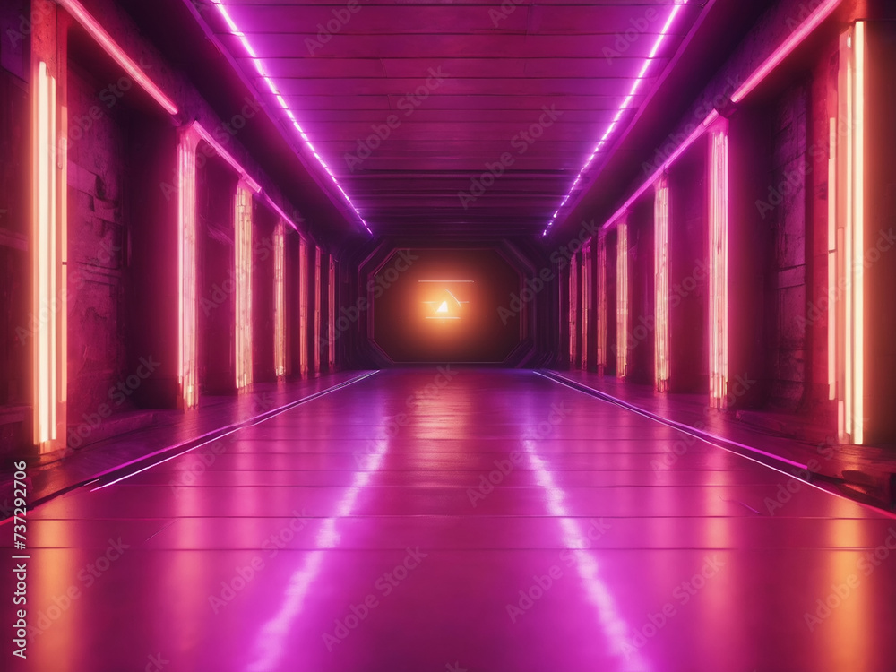 futuristic science-fiction pixelated tunnel corridor - generated by ai