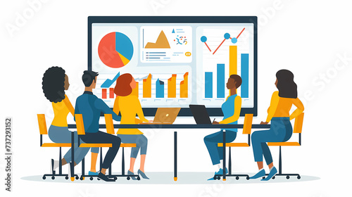 Flat illustation of group of people working