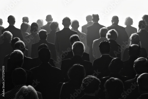 Group of People Standing in a Crowd. Generative AI.