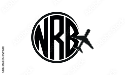 NRB three initial letter circle tour & travel agency logo design vector template. hajj Umrah agency, abstract, wordmark, business, monogram, minimalist, brand, company, flat, tourism agency, tourist photo