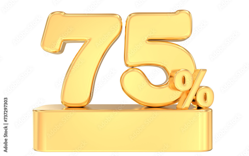 75 percent gold offer in 3d Render 75 percent gold offer in 3d Render