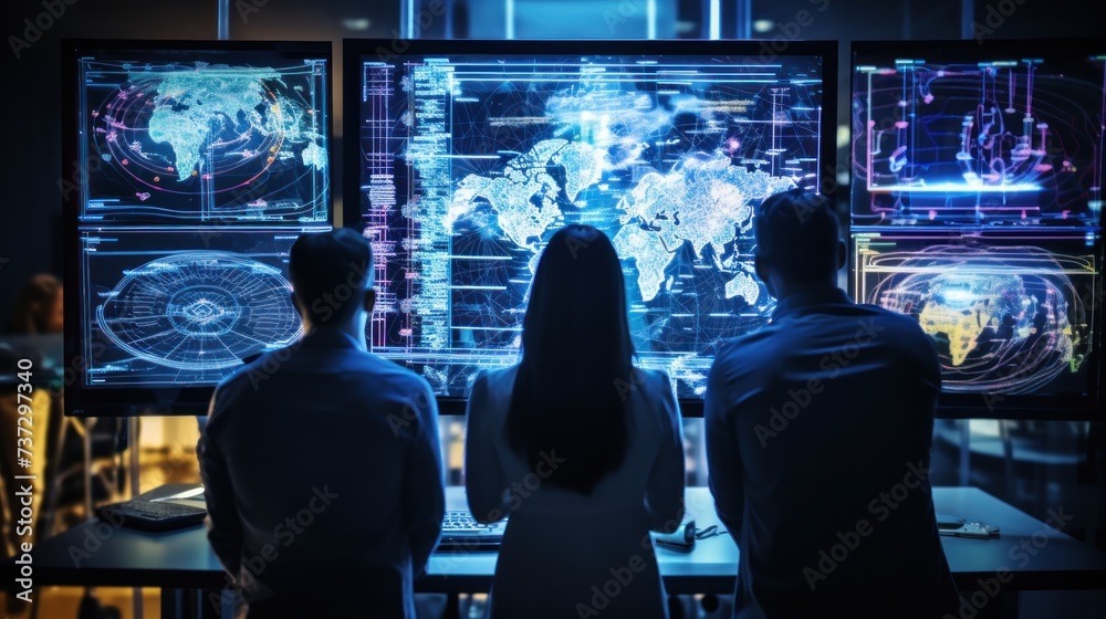 A group of IT specialists working together on a new project A group of IT specialists working together on a new project