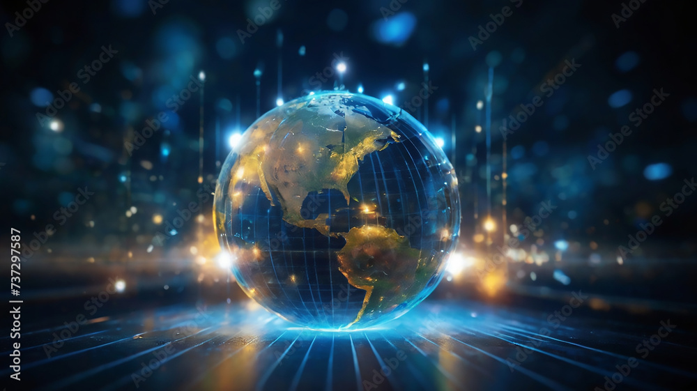 Fototapeta premium Earth globe cyberspace, technology concept background. 