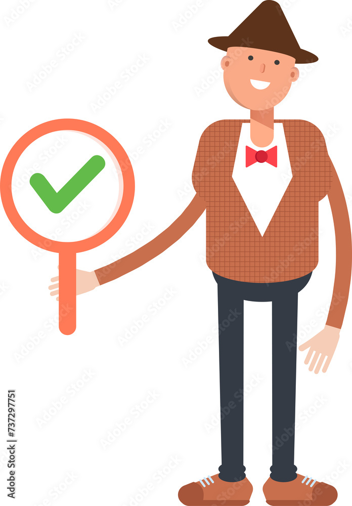 Man with Hat Character Showing Check Mark
Man with Hat Character Showing Check Mark