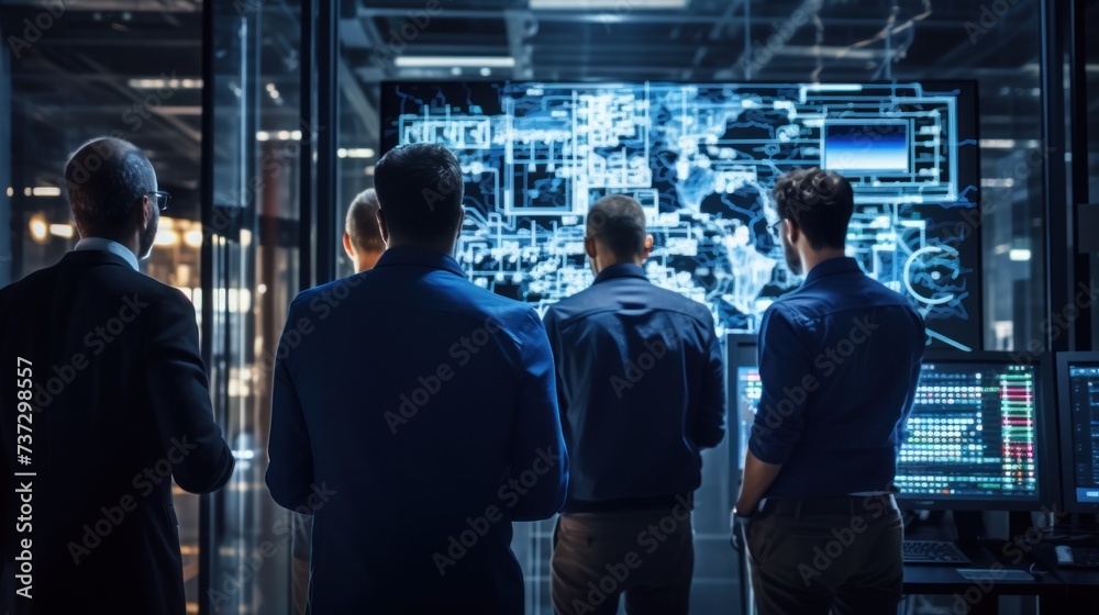 A group of IT specialists working together on a new project A group of IT specialists working together on a new project