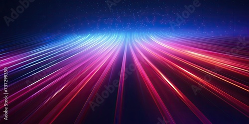 Colorful horizontal neon stripes, light tubes, fast motion, colorful lines background with neon lights