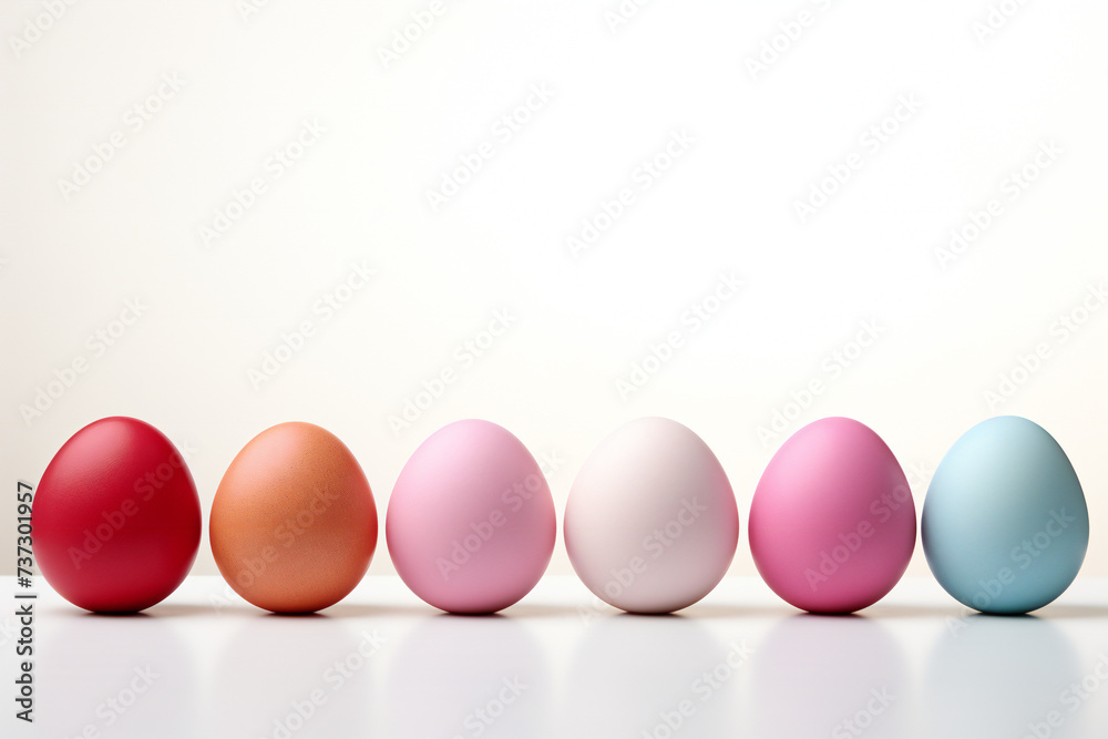 Colorful Easter eggs with copy space on white background,ai generated Colorful Easter eggs with copy space on white background,ai generated