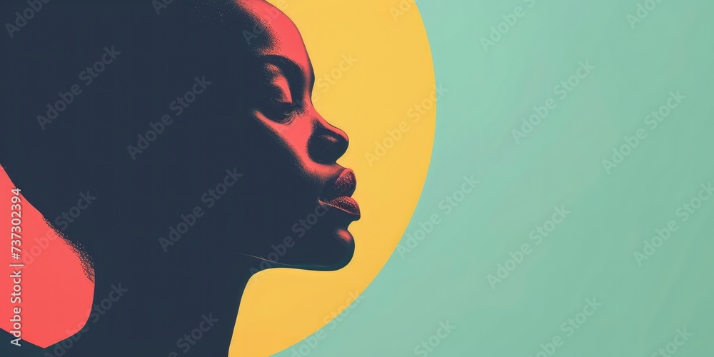 Contemporary Elegance. Modern Minimalistic Pop Art Poster Featuring a Woman in African Style.