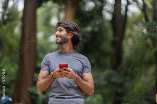 View of a young man with smartphone
