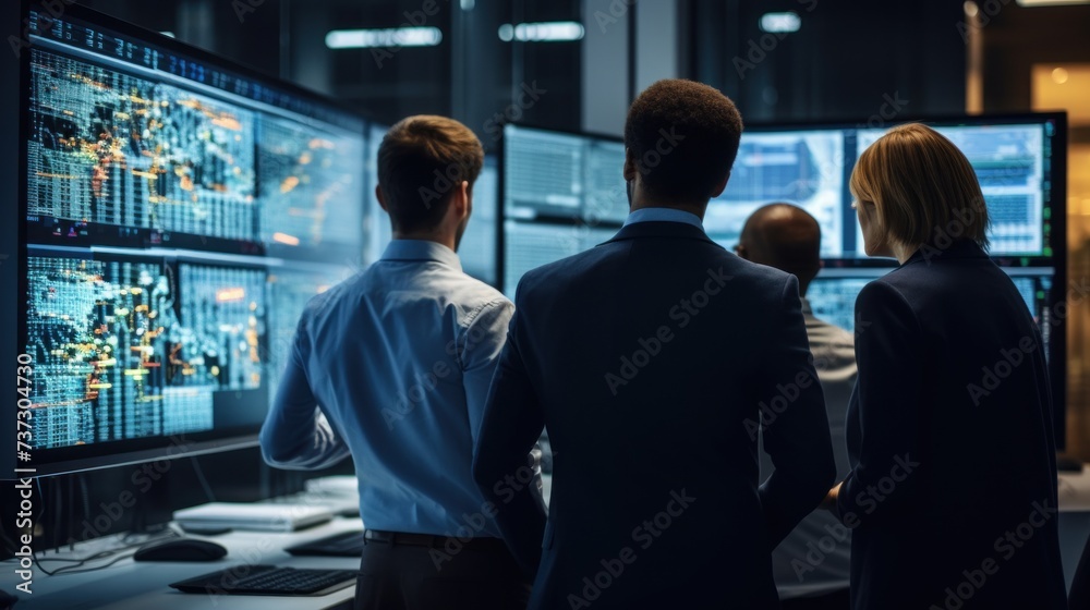 A group of IT specialists working together on a new project A group of IT specialists working together on a new project